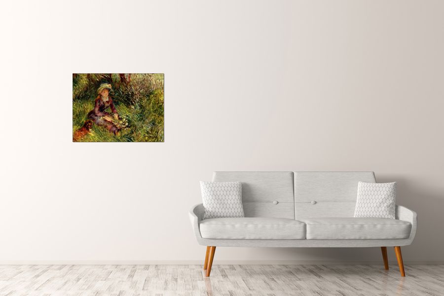 Renoir Pierre-auguste - Madame Renoir with dog, Decorative MDF Panel (80x60cm)