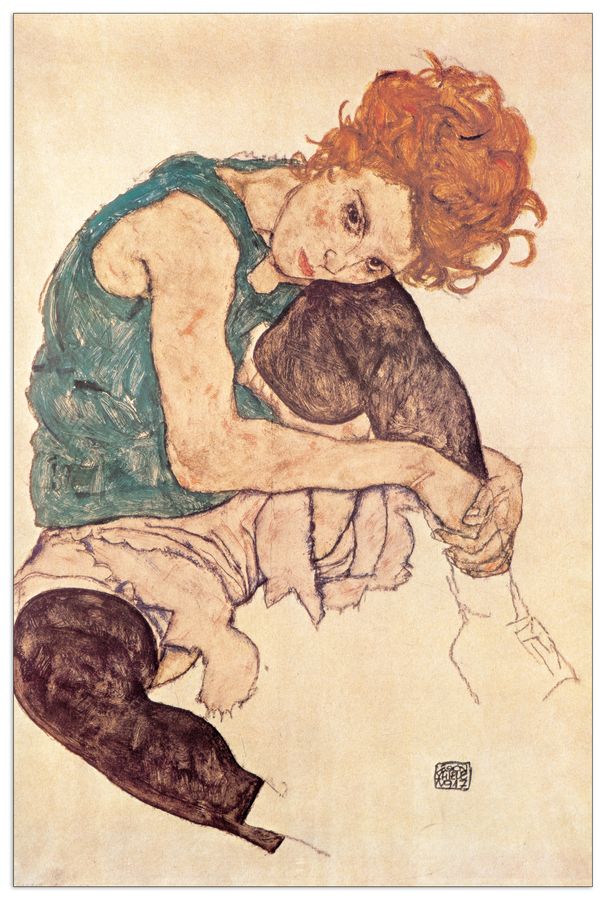 artopweb Schiele - Sitzende Fra Decorative MDF Panel (93x140cm)