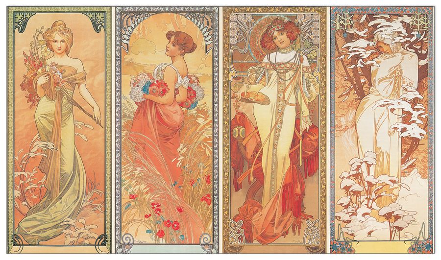 artopweb Mucha - Les Saisons 1900 Decorative MDF Panel (44x25cm)