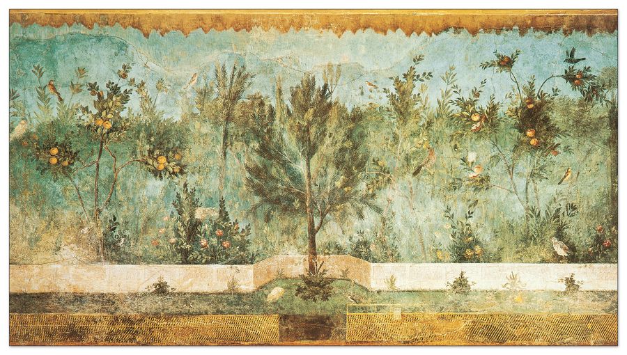 Pompei - Affresco Con Giardino, Decorative MDF Panel (90x50cm)