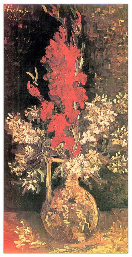 Van Gogh Vincent - Vase with Gladiolas and Carnations, Decorative MDF Panel (50x100cm)