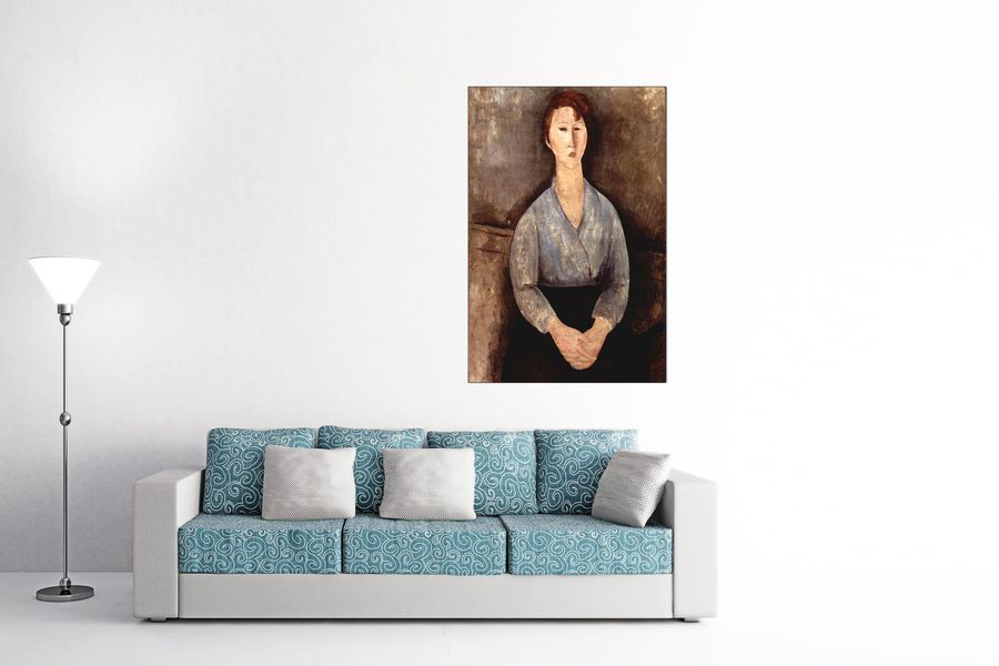 Modigliani Amedeo - Sitting woman with blue blouse, Decorative MDF Panel (60x90cm)