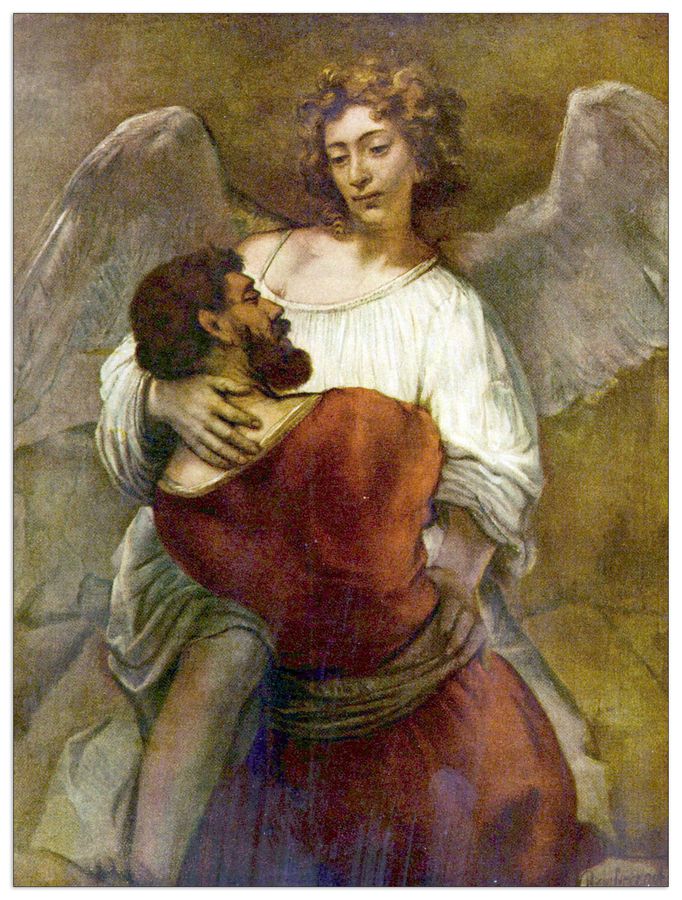 Rembrandt - Jacob's struggle with the angel, Decorative MDF Panel (60x80cm)