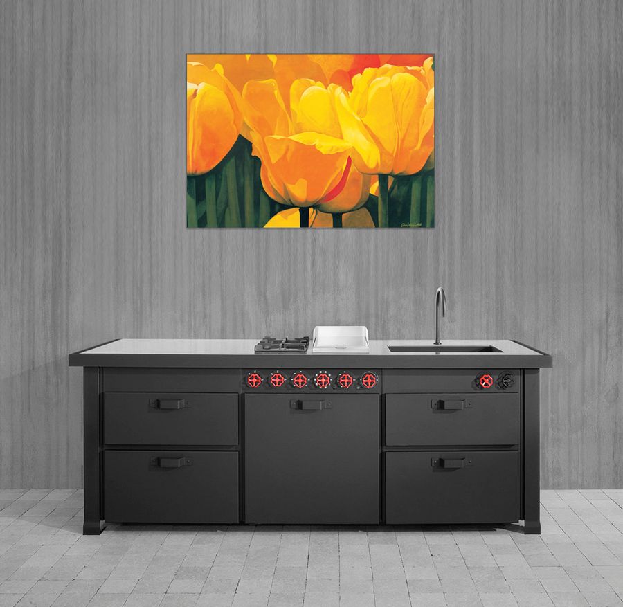 Christian - Yellow Time For Tulips, Decorative MDF Panel (100x70cm)