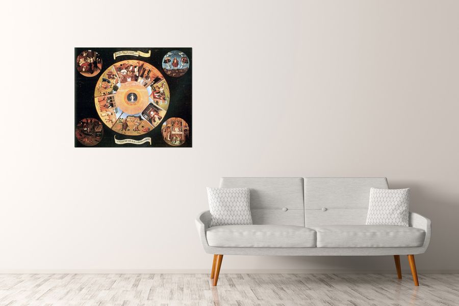 Bosch Hieronymus  - Table with scenes of the seven deadly sins, Decorative MDF Panel (100x85cm)