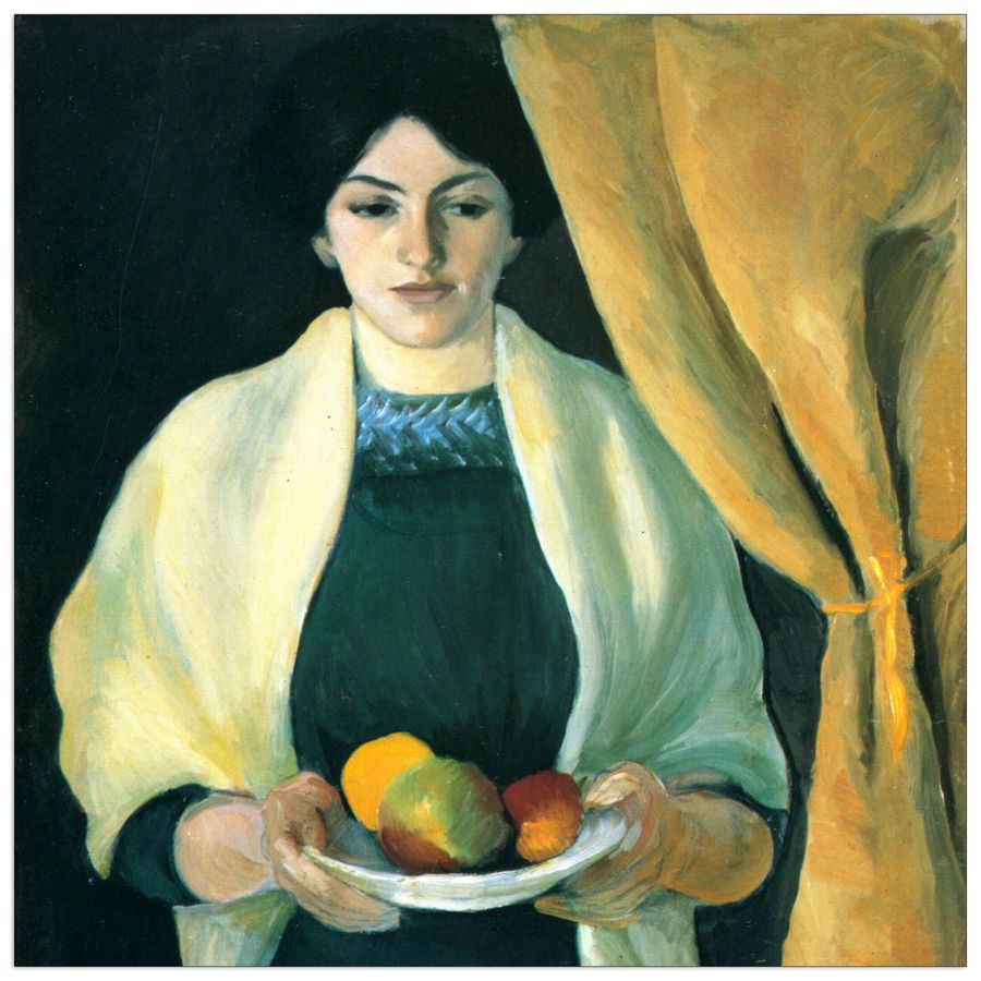 Macke August - Portrait with apples (portrait of the wife of the artist), Decorative MDF Panel (30x30cm)
