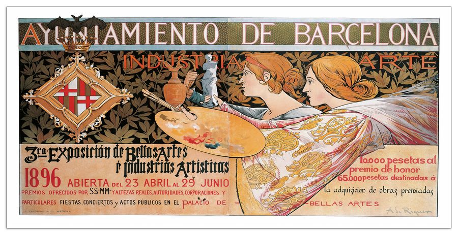 Alexandre De Riquer - 3rd exposicion de Bellas Artes, Decorative MDF Panel (100x50cm)