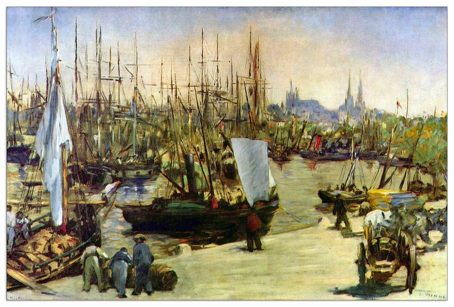 Manet Édouard - Port of Bordeaux, Decorative MDF Panel (90x60cm)