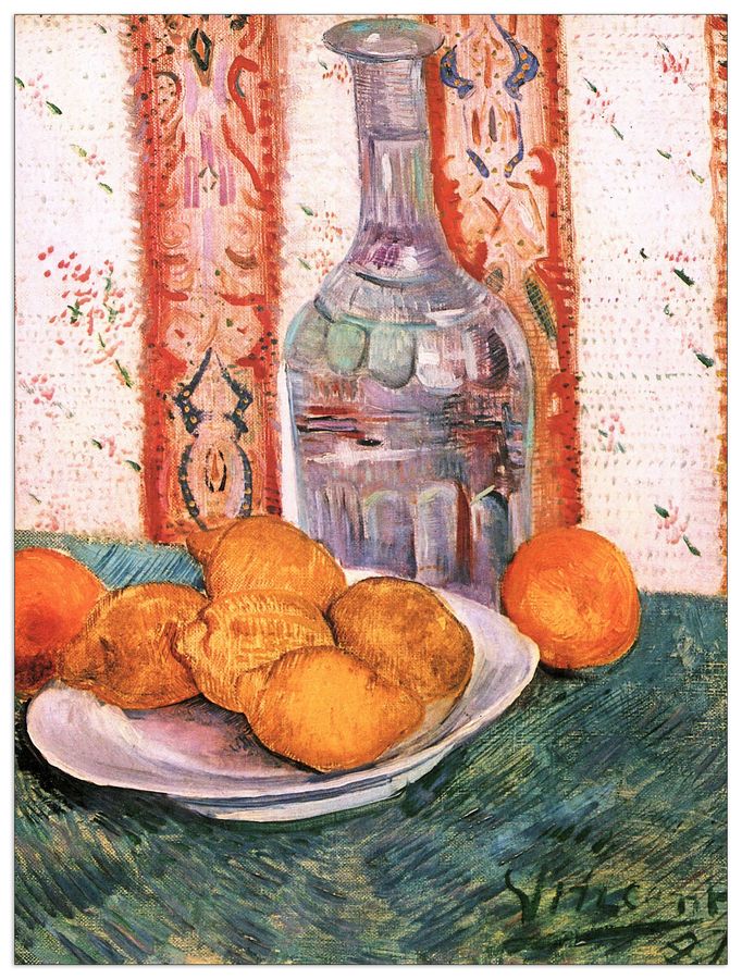 Van Gogh Vincent - Still life with bottle and lemons on a plate, Decorative MDF Panel (90x120cm)