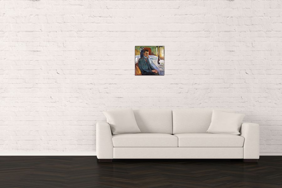 Munch Edvard - Portrait with bottle of wine, Decorative MDF Panel (30x30cm)