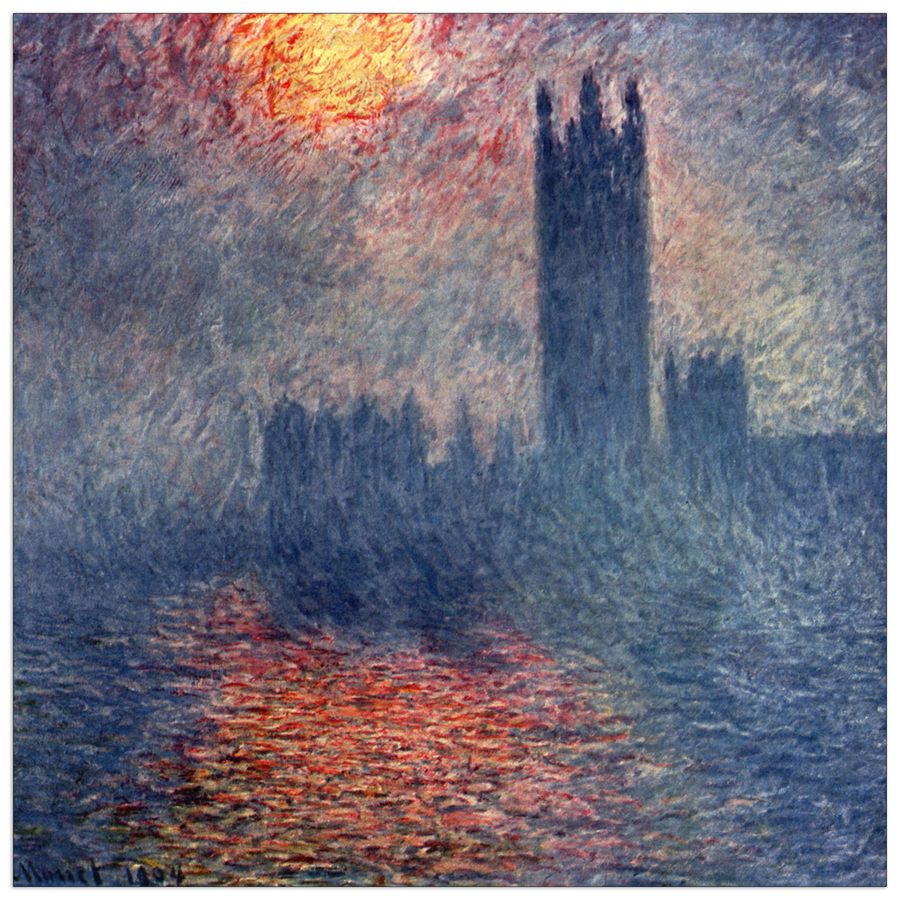 Monet Claude - Parliament in London, Decorative MDF Panel (100x100cm)