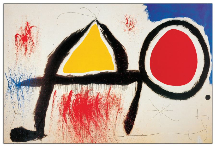 MirÒ - Personagge Devan Le Soleil, Decorative MDF Panel (100x70cm)