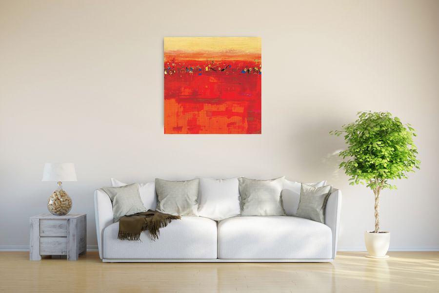 Richter - Armgart - Red Landscape, Decorative MDF Panel (70x70cm)