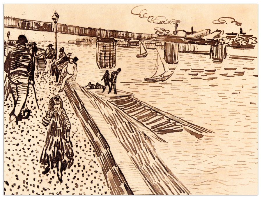 Van Gogh Vincent - The iron bridge at Trinquetaille on the RhoÌ?ne, Decorative MDF Panel (80x60cm)