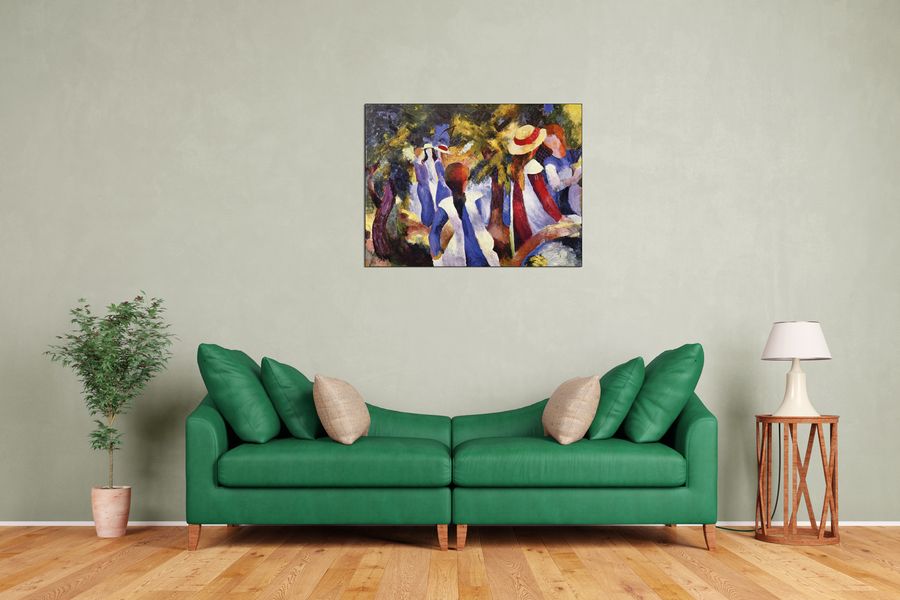 Macke August - Girls in the Open , Decorative MDF Panel (80x60cm)