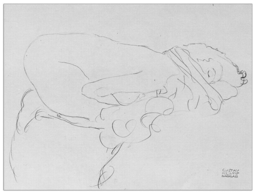 Klimt Gustav - Crouching to right , Decorative MDF Panel (80x60cm)