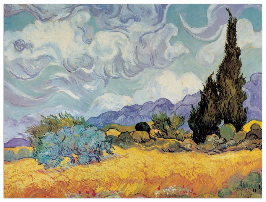 Van Gogh - Cypress Trees, Decorative MDF Panel (80x60cm)