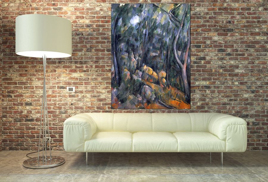 Cezanne Paul - Forest caves in the cliffs above the ChaÌ?teau Noir, Decorative MDF Panel (90x120cm)