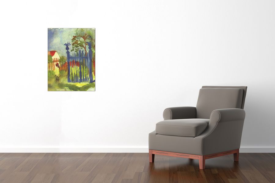 Macke August - Garden gate, Decorative MDF Panel (60x80cm)