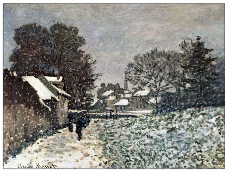 Monet Claude - Snow at Argenteuil, Decorative MDF Panel (80x60cm)