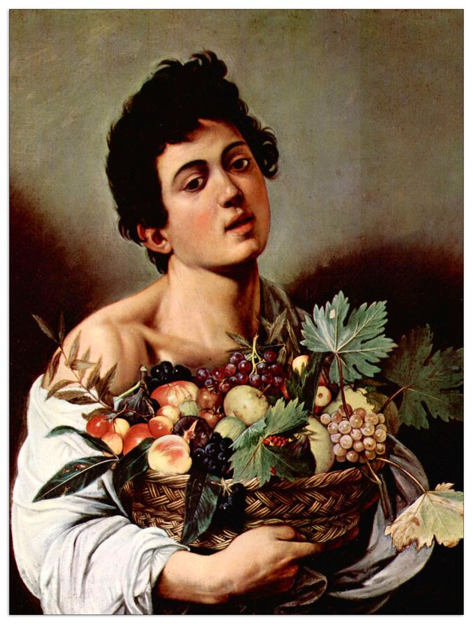 Caravaggio - Boy with fruit basket, Decorative MDF Panel (60x80cm)