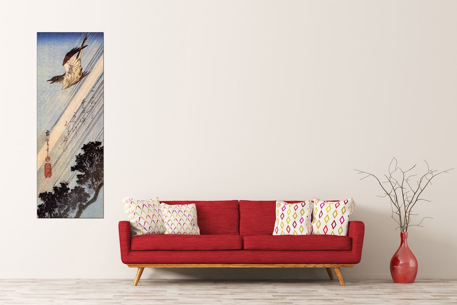 Hiroshige Utagawa  - A Cuckoo flying through the rain , Decorative MDF Panel (50x140cm)