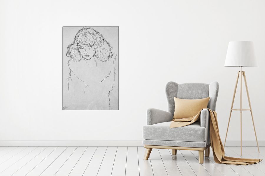 Klimt Gustav - Girls head, Decorative MDF Panel (60x90cm)