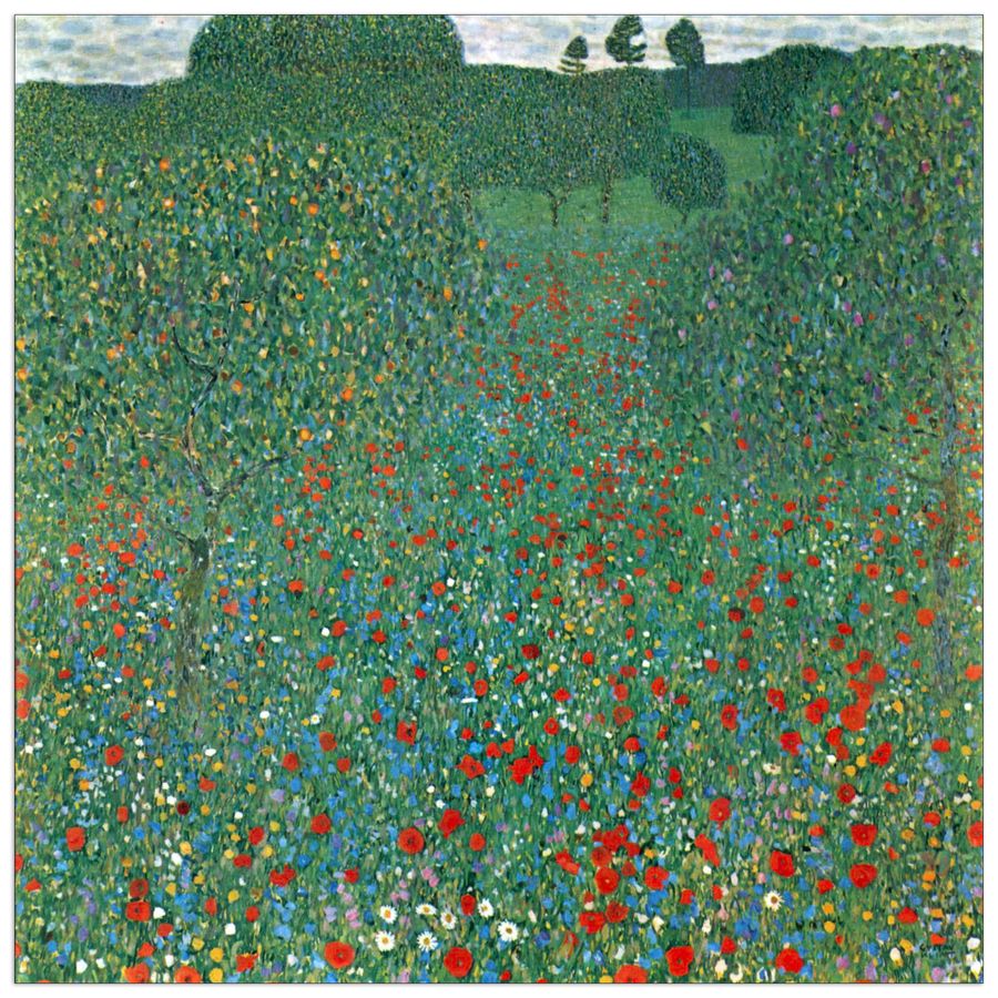 Klimt Gustav - Poppy Field, Decorative MDF Panel (50x50cm)