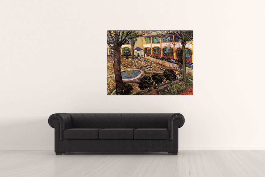 Van Gogh Vincent - The Courtyard of the Hospital at Arles, Decorative MDF Panel (120x90cm)