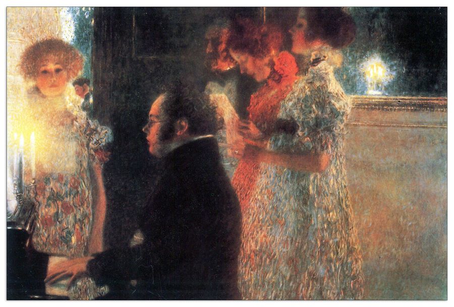 Klimt Gustav - Schubert at the piano , Decorative MDF Panel (90x60cm)