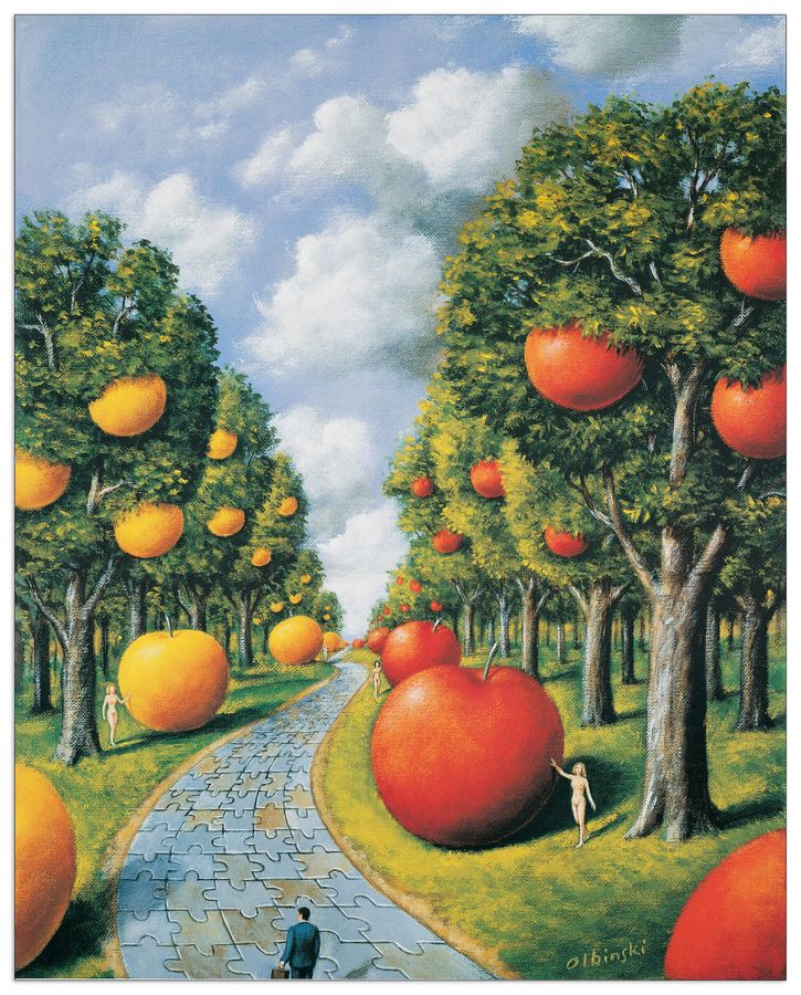 Olbinski - Apple Trees, Decorative MDF Panel (57x72cm)