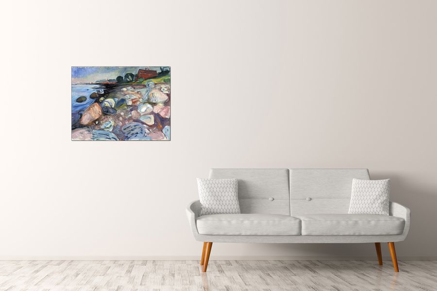 Munch Edvard - Shore with Red House, Decorative MDF Panel (80x60cm)