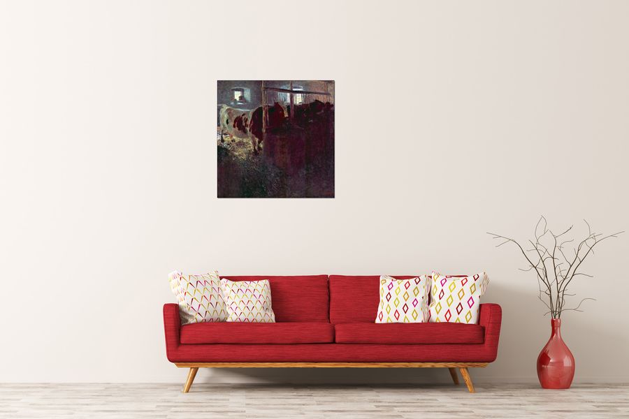 Klimt Gustav - Cows in Stall, Decorative MDF Panel (70x70cm)