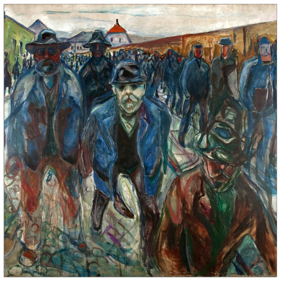 Munch Edvard - Workers on their way home, Decorative MDF Panel (100x100cm)