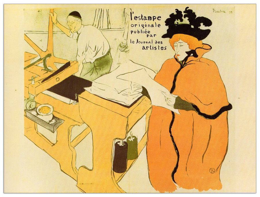 Toulouse-lautrec - Jane Avril checking a print sample, Decorative MDF Panel (80x60cm)