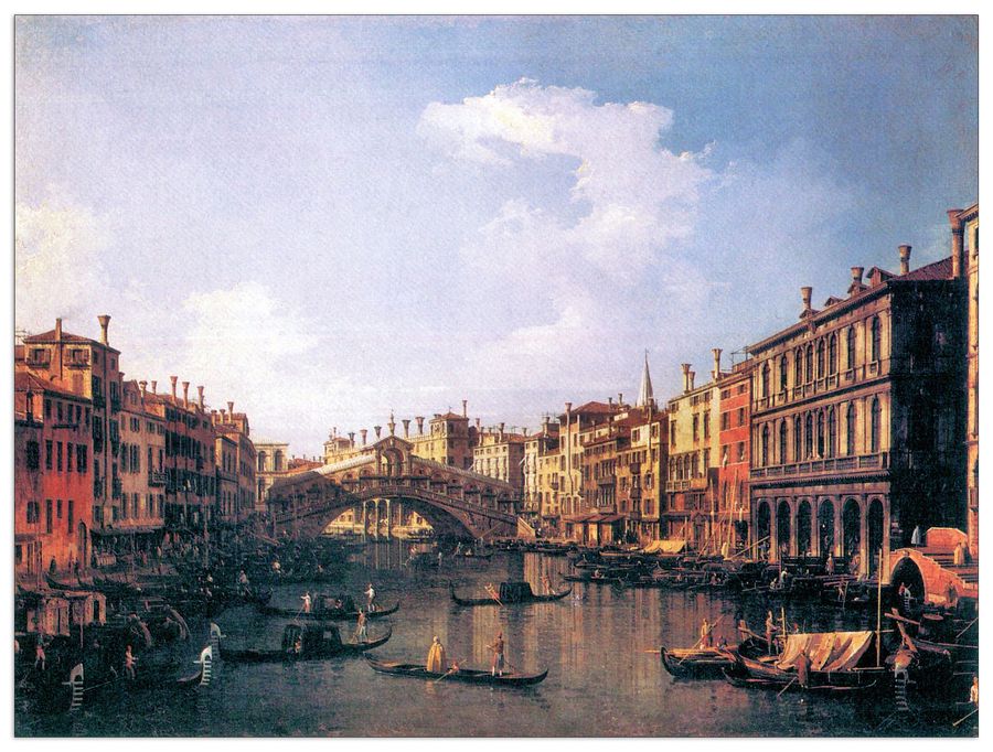 Canaletto - The Rialto Bridge from the south, Decorative MDF Panel (80x60cm)