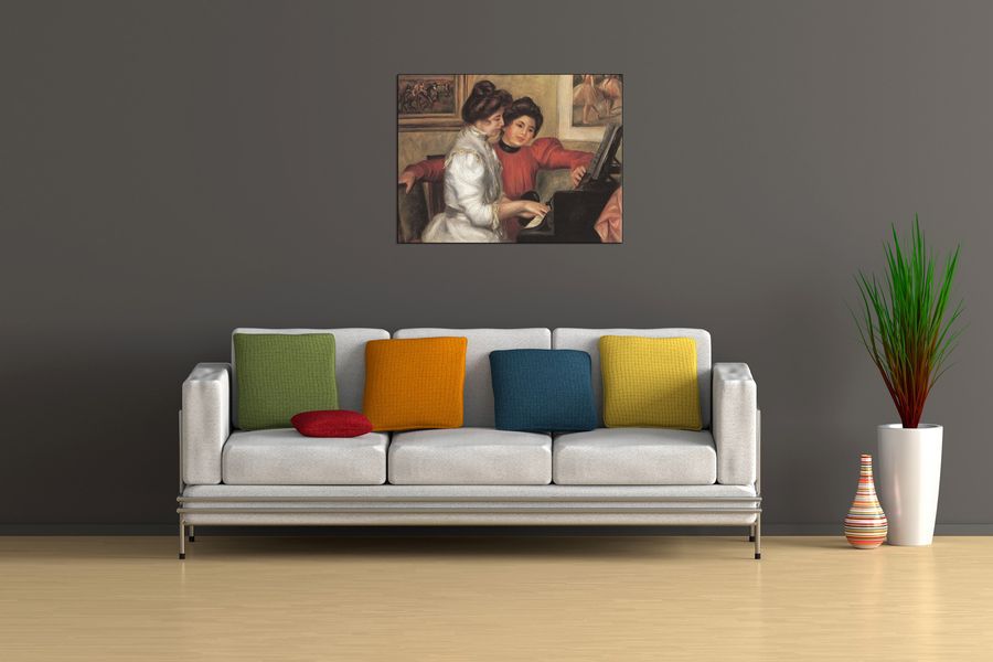 Renoir Pierre-auguste - Yvonne and Christine Lerolle at the piano, Decorative MDF Panel (80x60cm)