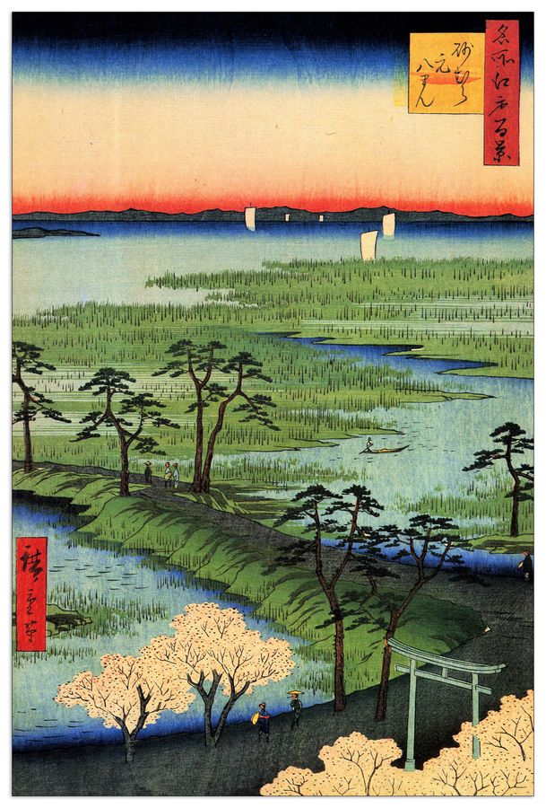 Hiroshige Utagawa  - Moto-Hachiman Shrine, Decorative MDF Panel (60x90cm)
