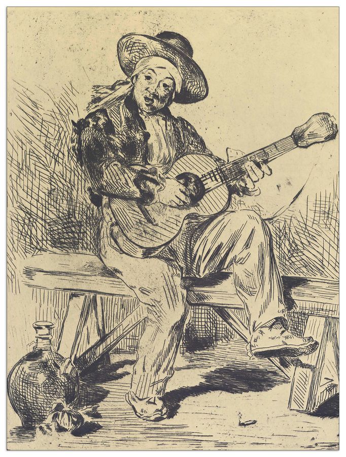Manet Édouard - The guitar Player, Decorative MDF Panel (60x80cm)