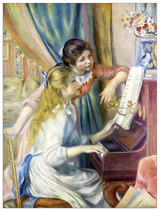 Renoir Pierre-auguste - Young girls at the piano, Decorative MDF Panel (60x80cm)