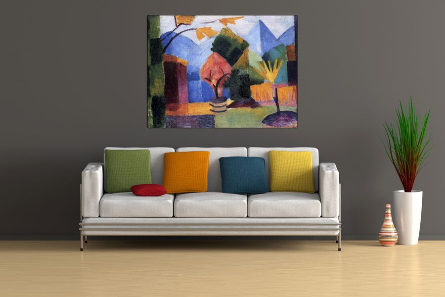 Macke August - Garden on the lake of Thun, Decorative MDF Panel (120x90cm)