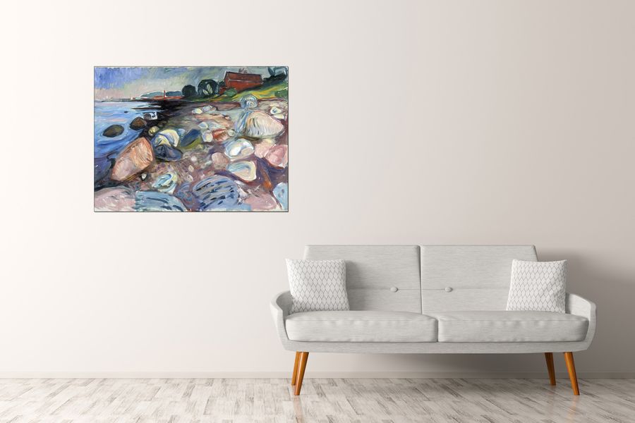 Munch Edvard - Shore with Red House, Decorative MDF Panel (120x90cm)