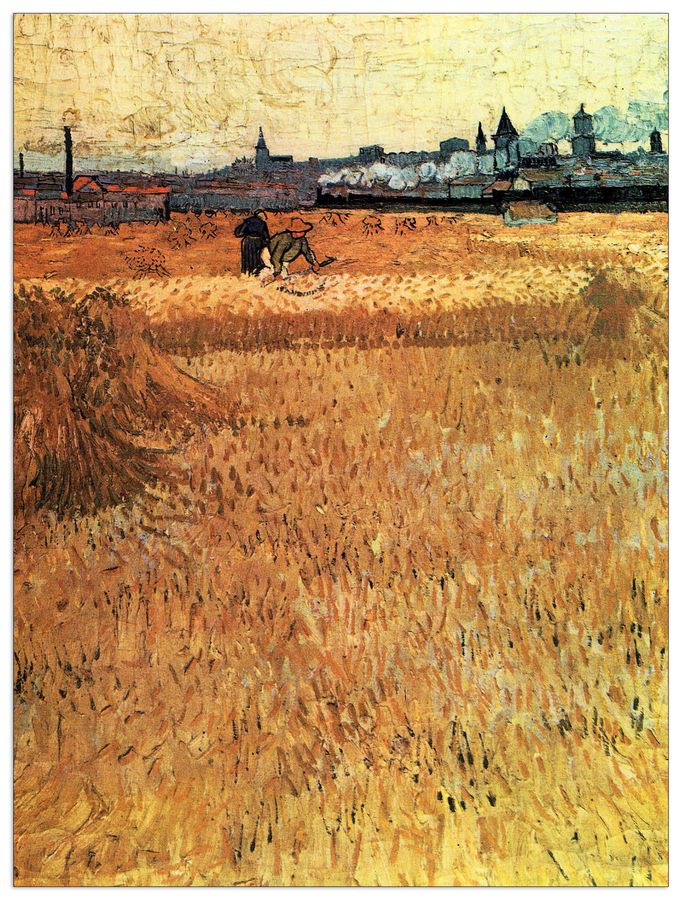 Van Gogh Vincent - Wheat field with a view of Arles, Decorative MDF Panel (60x80cm)