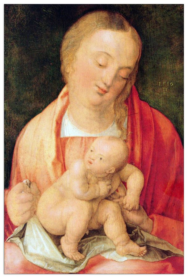 Albrecht Dürer - Mary with the child squatting, Decorative MDF Panel (60x90cm)