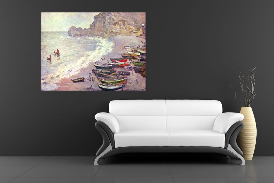 Monet Claude - EÌtretat, the beach and La Porte d'Amont, Decorative MDF Panel (120x90cm)