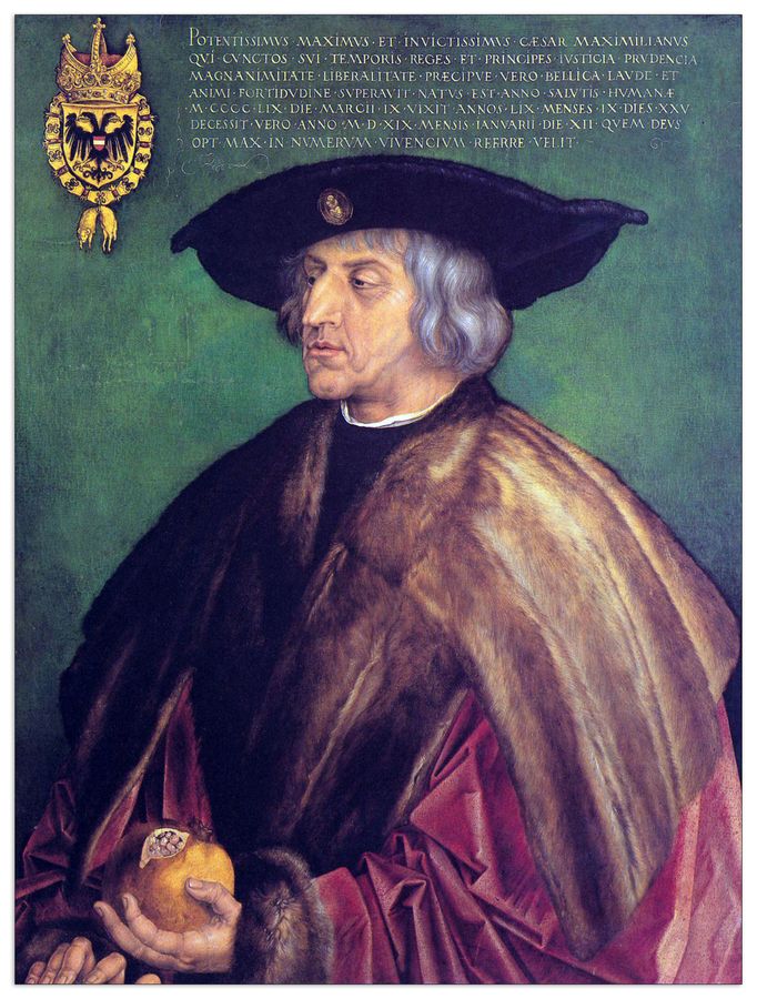 Albrecht Dürer - Portrait of Emperor Maximilian, Decorative MDF Panel (60x80cm)