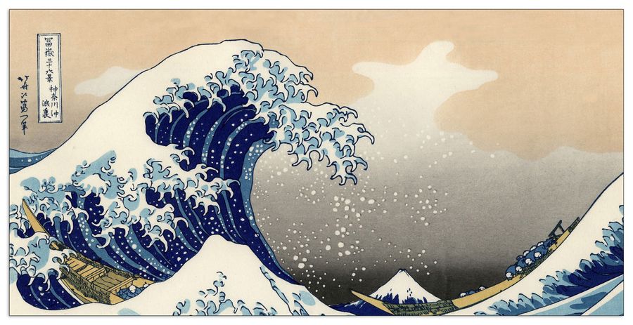 Hokusai Katsushika  - A big wave off Kanagawa, Decorative MDF Panel (140x70cm)