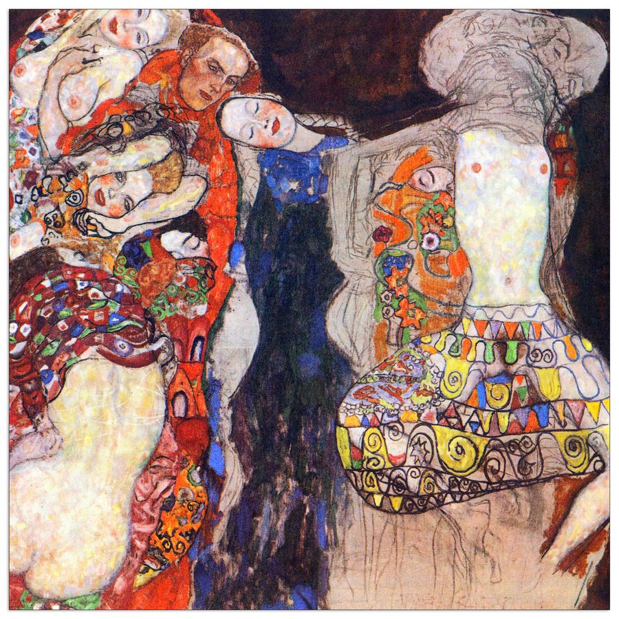 Klimt Gustav - adorn the bride with veil and wreath, Decorative MDF Panel (30x30cm)