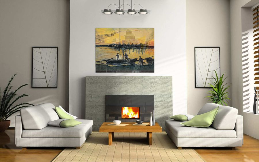 Van Gogh - Arles Le Port Le Soir, Decorative MDF Panel (100x72cm)