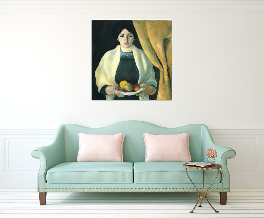 Macke August - Portrait with apples (portrait of the wife of the artist), Decorative MDF Panel (70x70cm)